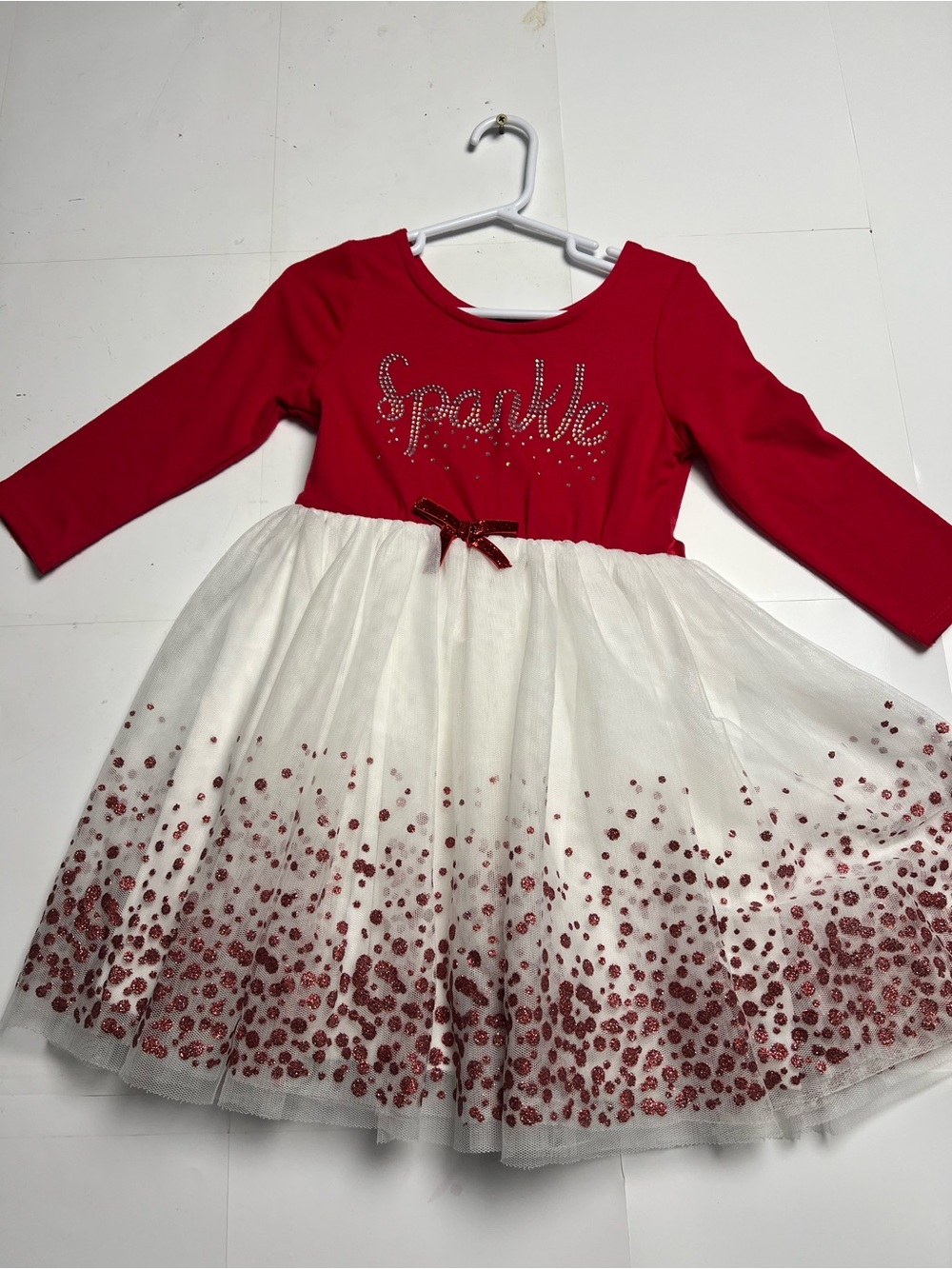 Red & White 'Sparkle' Kids Dress - Sparkling Tulle Skirt Girl 5
